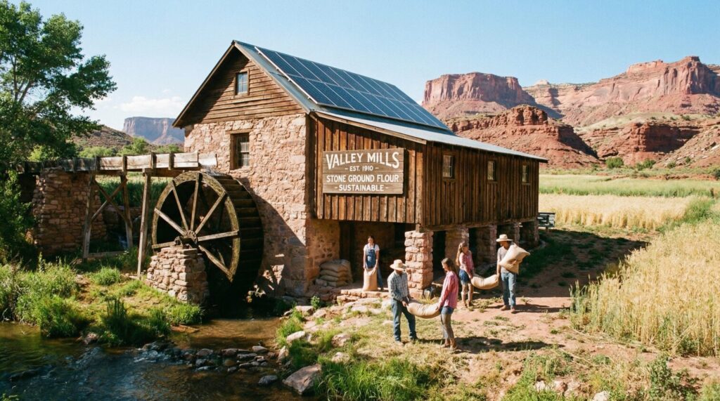 Valley Mills with Arizona mountains in the background